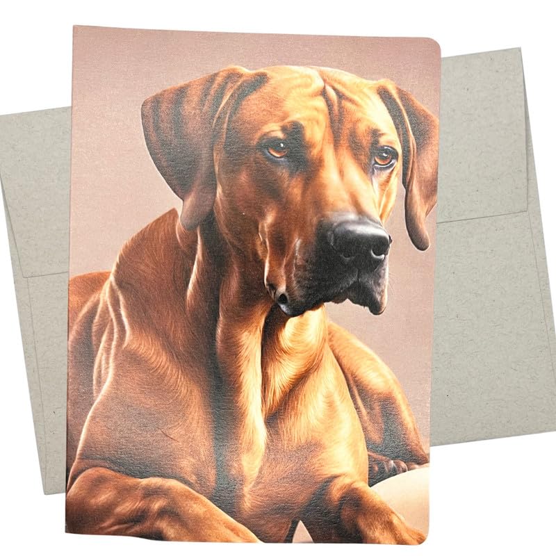 Whitman and Daughter Rhodesian Ridgeback Card (1 Premium Card, 5X7 Inches) dog card blank for all occasions like happy birthday, thinking of you or get well wishes - 659