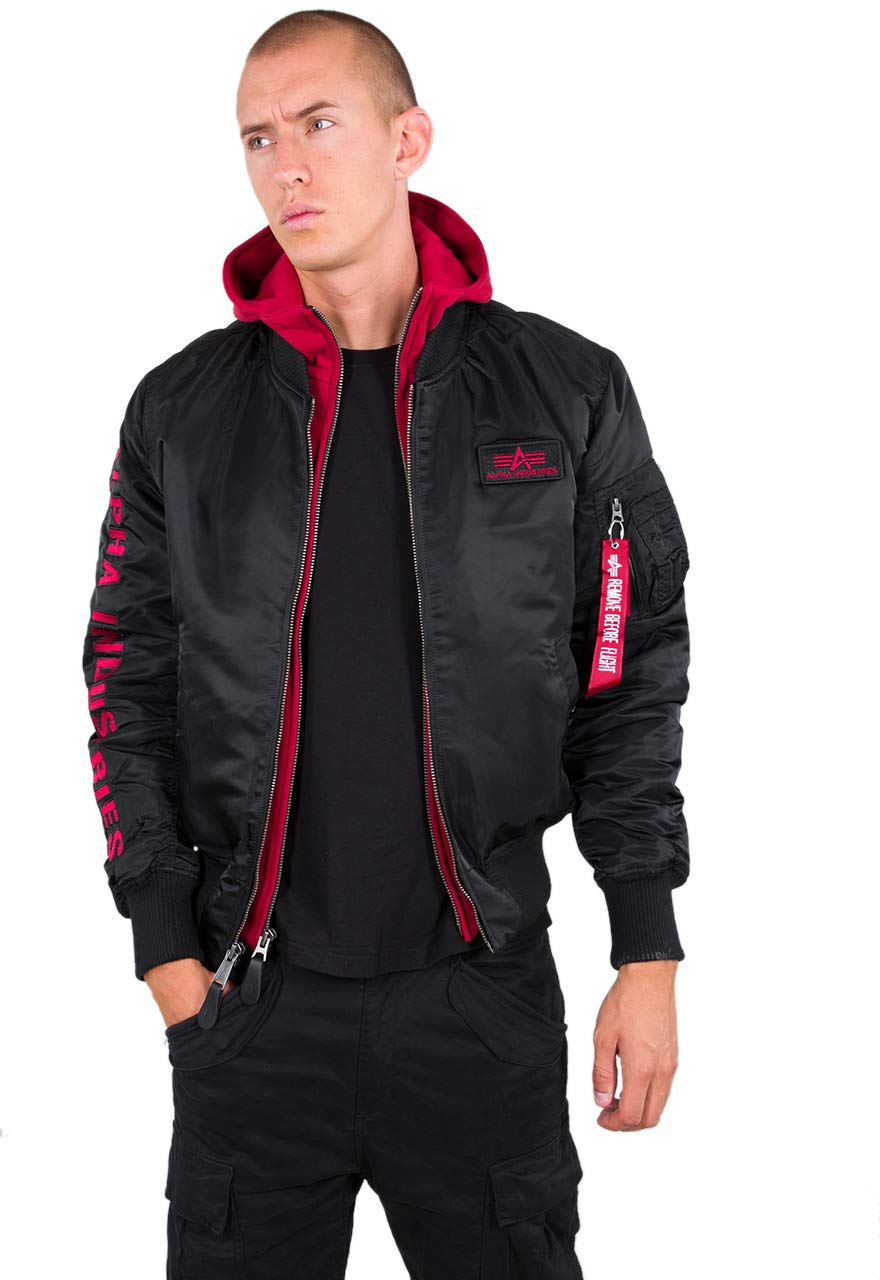 Alpha Industries MA-1 D-Tec SE Bomber Jacket for Men Black/Red