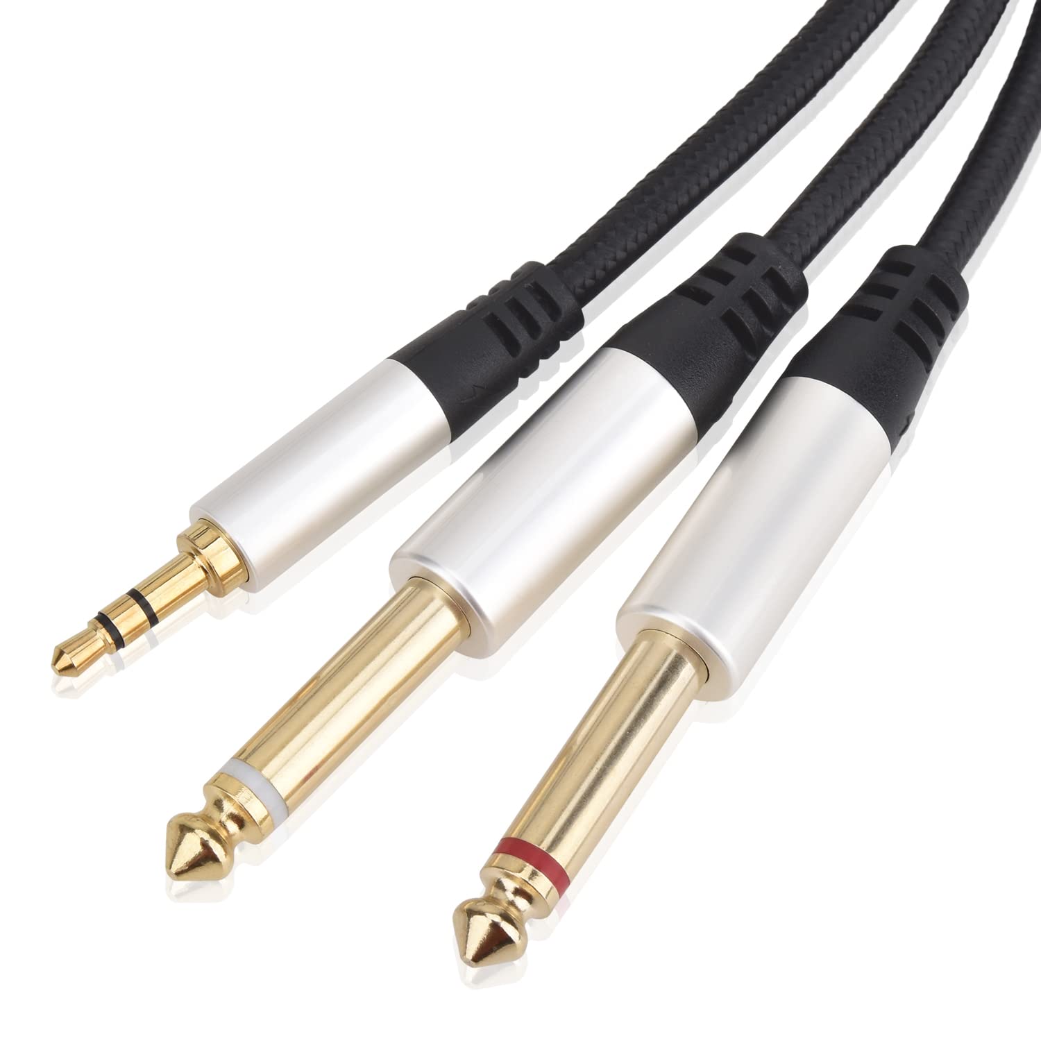 【LCYOUTH】オーディオケーブル 3.5mm to 6.35mm 変換ステレオミニプラグ 2分配 変換ケーブル オス-オス HIFI ナイロン編組 HIFI スマートフォン PC CDプレーヤー スピーカー アンプ 等に適用 (3M)