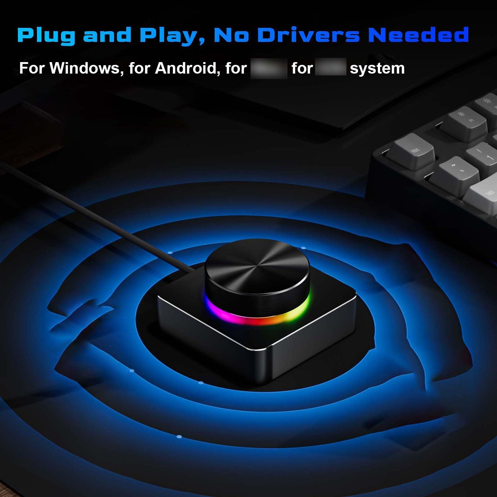 docooler Manopola di Controllo del Volume RGB USB+BT+2.4G Controller Multimediale a Tre modalità per PC/Giochi