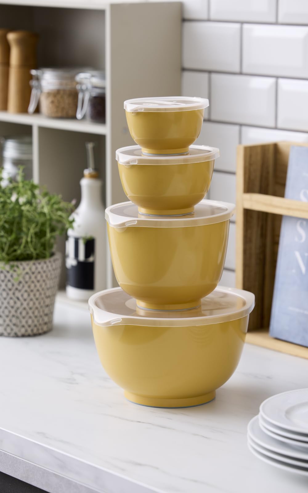 Amazon.com: Rosti Margrethe Set of 4 Plastic Mixing Bowls - 4 Lids