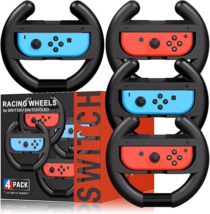 Rabatte bei Worten - 3 Spiele für 2 zahlen 9 61wY9YFTnrL. AC SX425 Steering Wheel for Mario Kart Nintendo Switch, Switch Racing Steering Wheel for Mario Kart 8 Deluxe Compatible Nintendo Switch/Switch OLED, Switch Joy Con Controller Race Accessories (Upgrade 4 Pack)