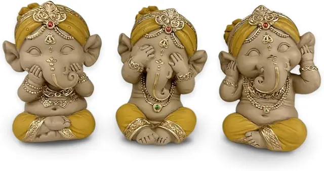 Zen'Light Trio Ganesh Figurine - Triple Positive Energy Zen Decoration