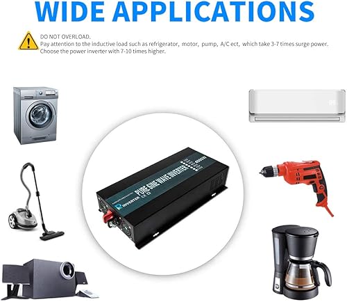 Miniatura 3 de WZRELB 4000W 12V DC a 120V AC pura onda sinusoidal inversor de energía solar