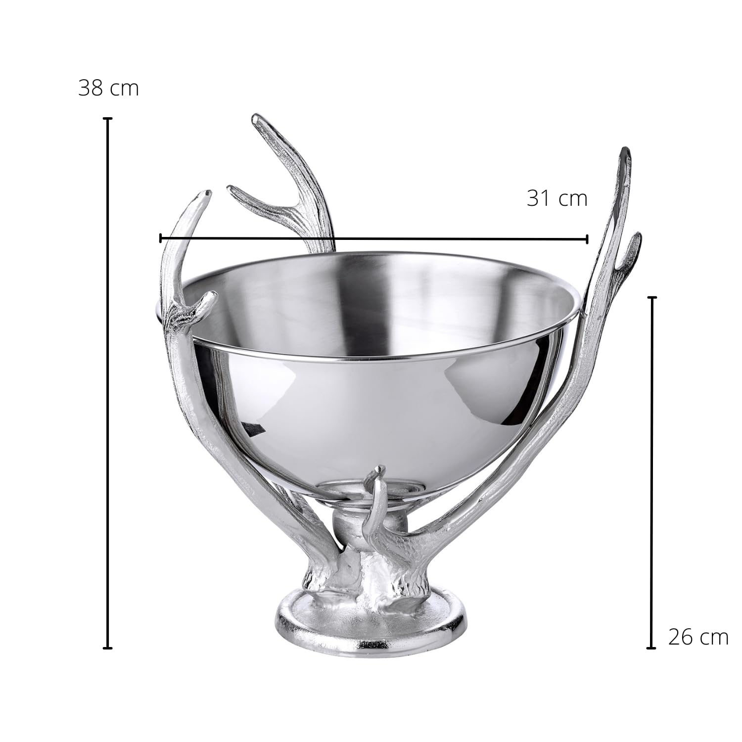 EDZARD Seau à Champagne Lita (Hauteur 37 cm, Ø 31 cm), argenté, Aluminium nickelé, Aspect Bois de cerf