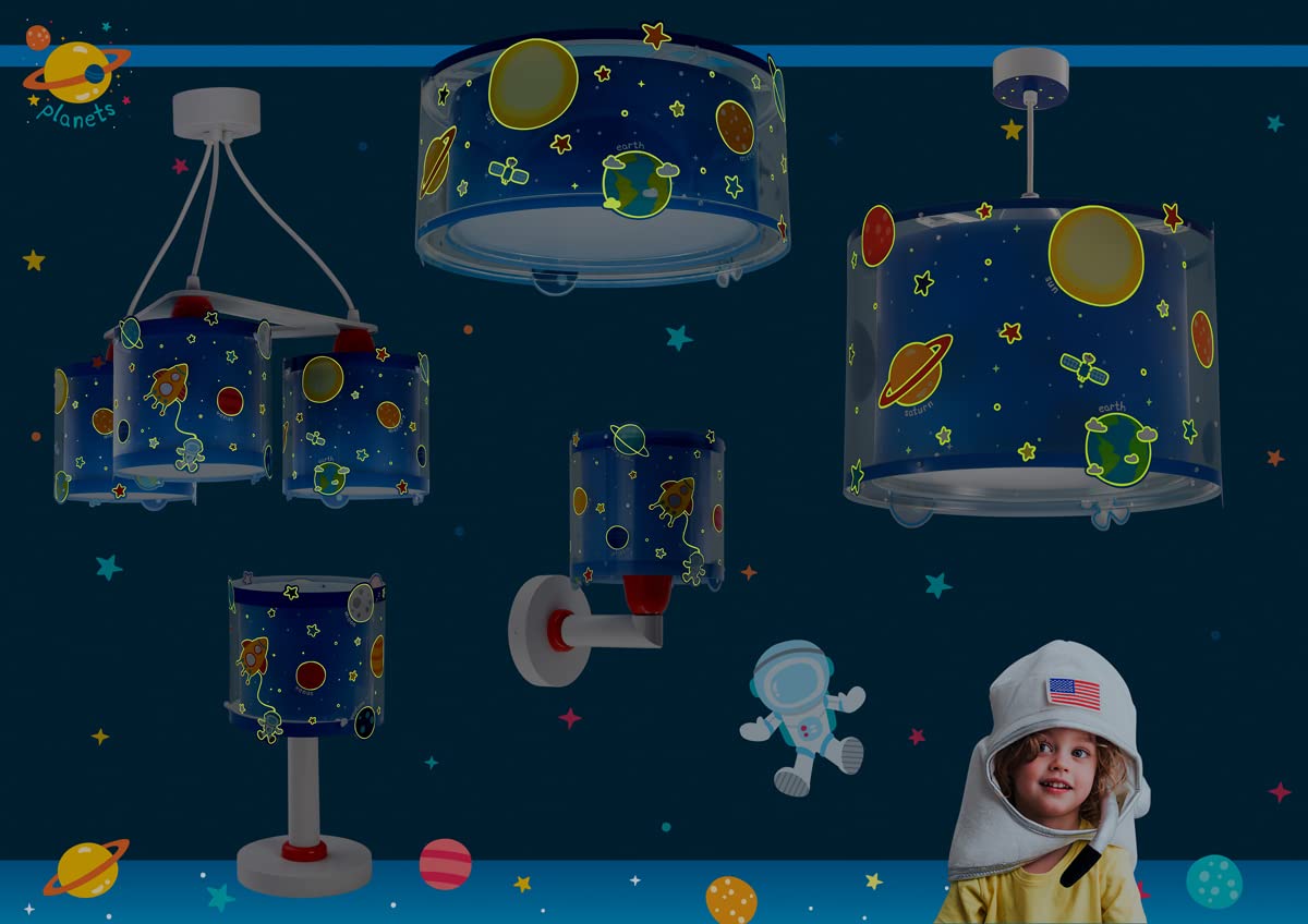Dalber Lámpara plafón de techo infantil Planets Planetas Sistema Solar Azul