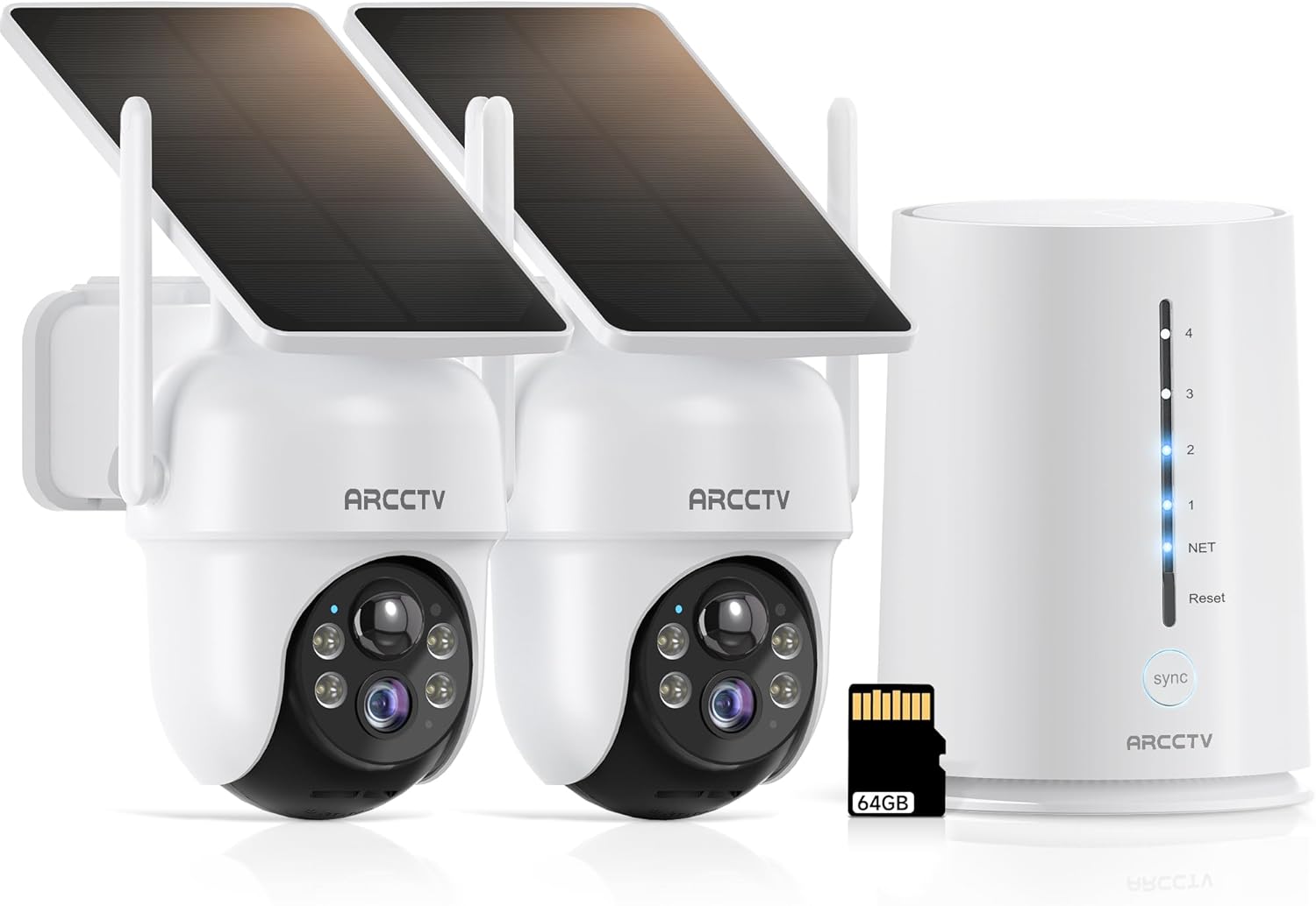 Solar Security Cameras Wireless Outdoor, No Monthly Fee, 2-Camera 2K Home Security Camera System with Base Station, Local Storage, PIR Motion Alerts, Color Night Vision