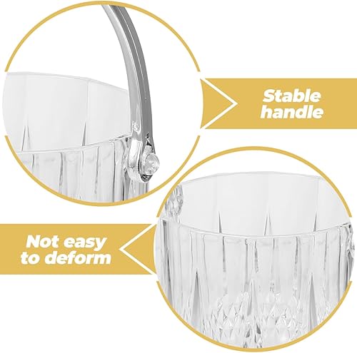 Miniatura 4 de Cabilock Cubo de hielo con asa y clip, cubo de hielo portátil de cristal de plástico para fiestas, cócteles, bares, hogar, bar de vinos, accesorios