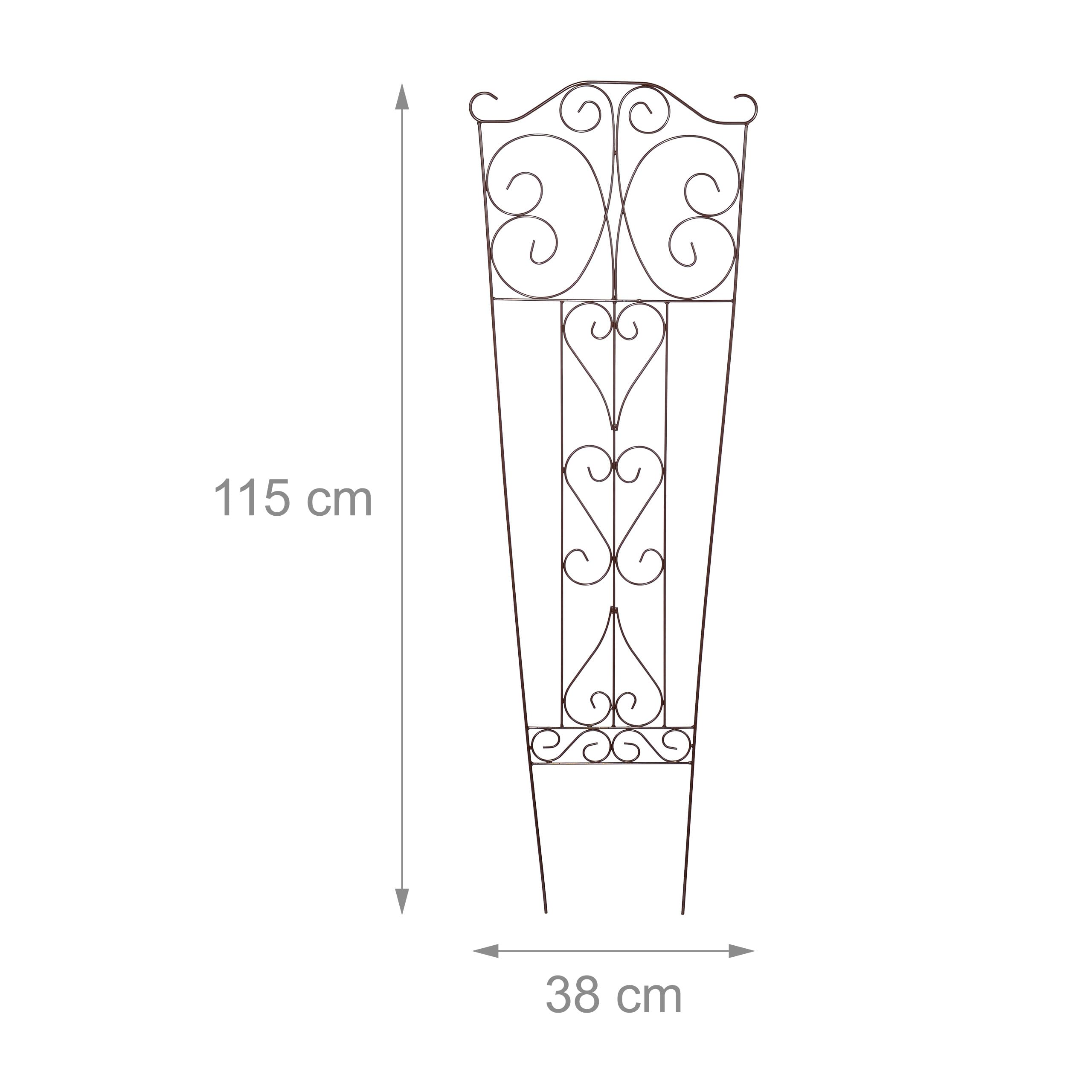 Relaxdays Rankgitter, 2er Set, HxB: 115 x 38 cm, Metall, Rankhilfe für Kletterpflanzen, Garten, Rosenrankhilfe, braun