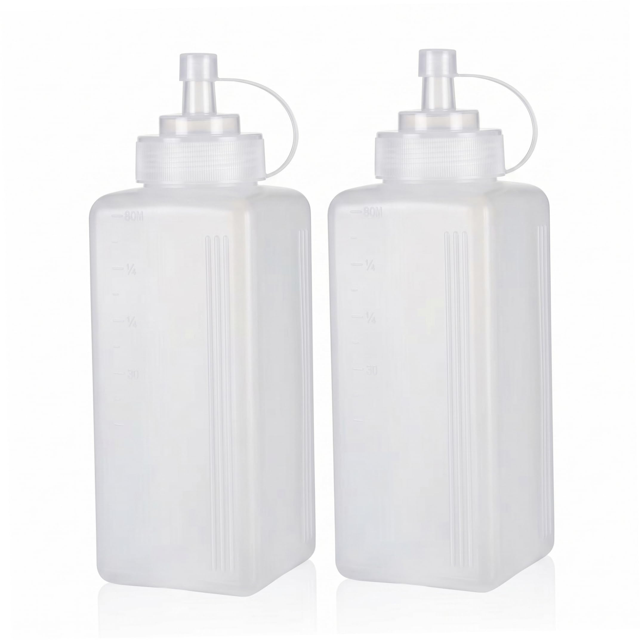 Ginwrek sauce dispenser 2 Pack Squeeze Sauce Dispensers – Thickened Food-grade Plastic Kitchen Bottles For Dressing, Ketchup & Cooking Oil