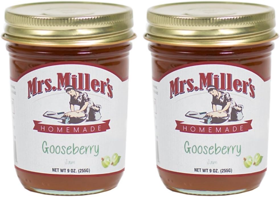 Mrs. Miller's Amish Homemade Gooseberry Jam 9 Ounces - Pack of 2
