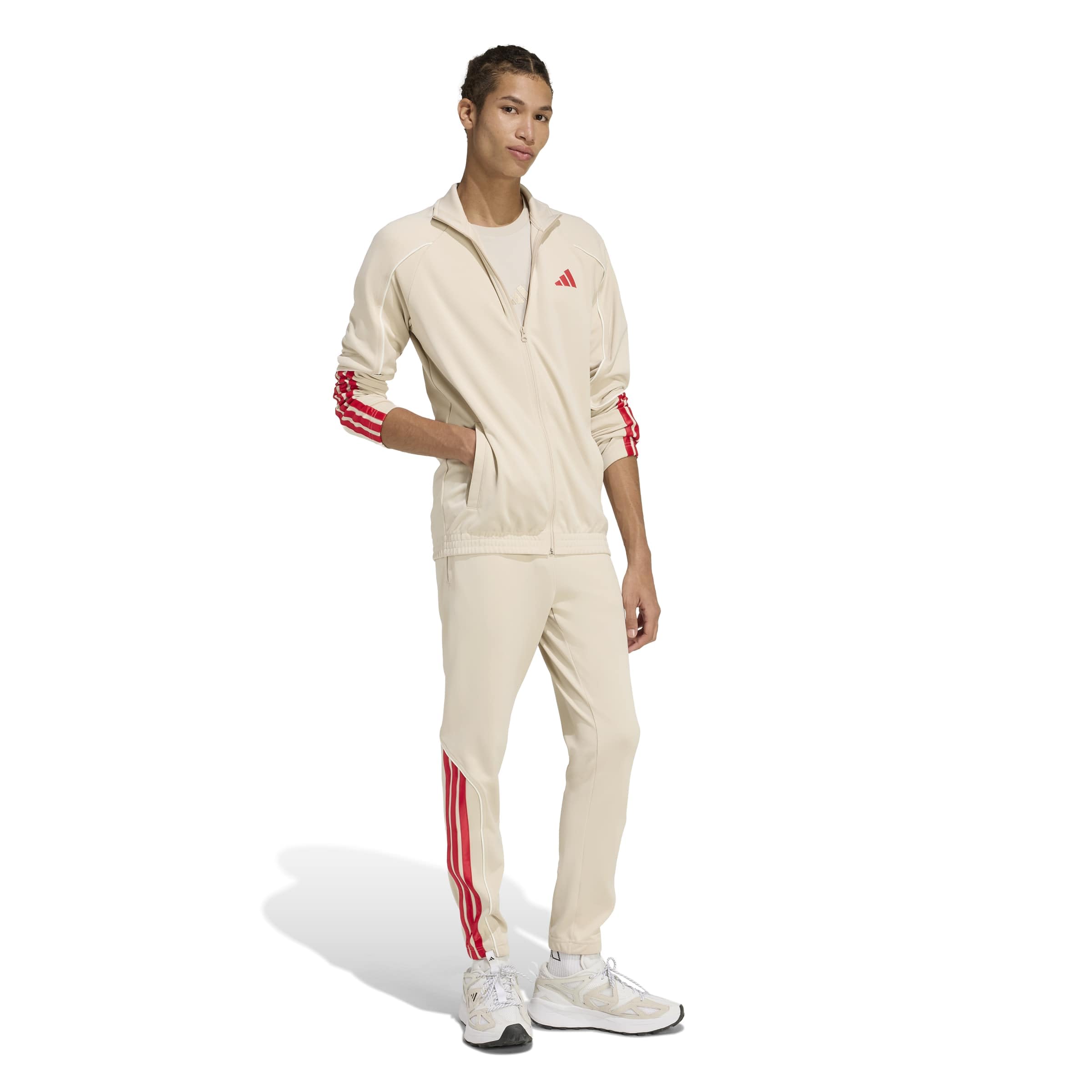 adidas Tuta Intera Completa UOMO 3-Stripes Stadium Beige con tasche Poliestere