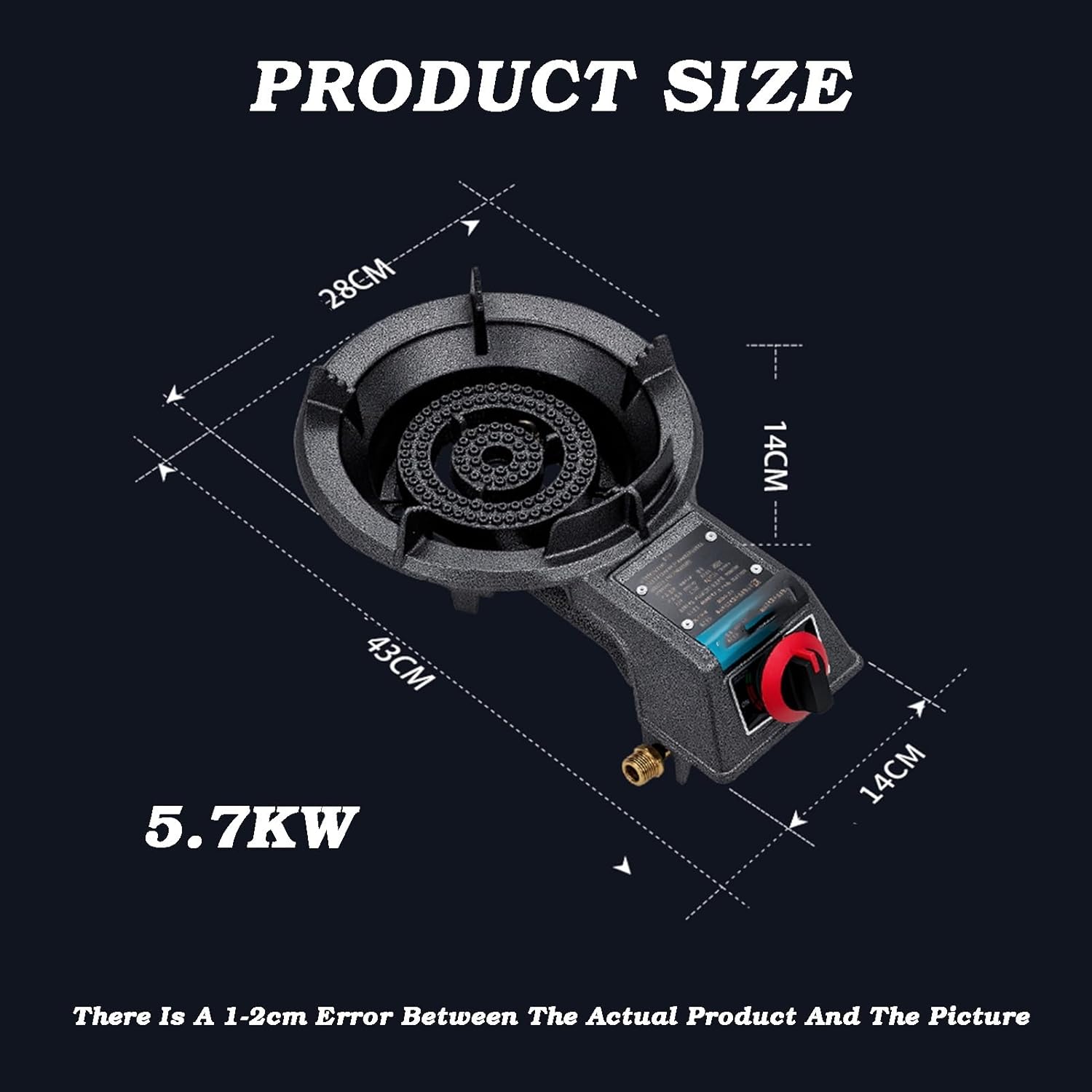 Gas Stove 5.7KW,Single Burner Hob,fire Ring Countertop,NG/LPG Source Kit,with Flameout Protection,for Caravan Camping(Lpg)