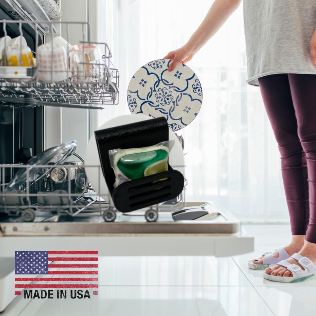 Dishwasher Pod Holder for Improved Dish Cleaning | Securely Place Pod in Compartment for Faster Activation | Made in USA (1-Pack, Black)