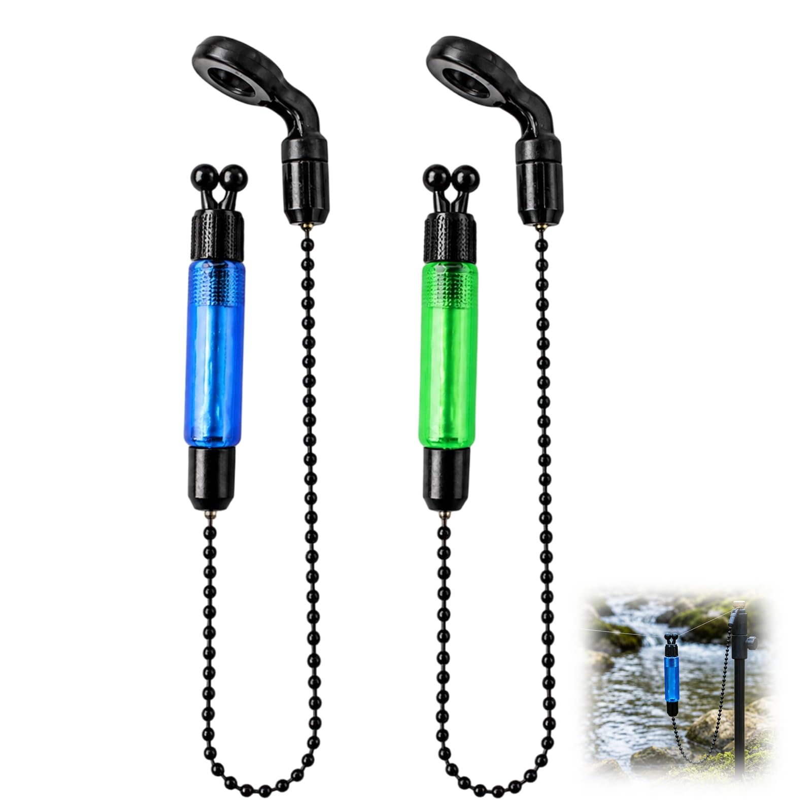 WORUIB 2 PCS Bobbins Carp Fishing, Light Bite Indicators fo Carp Fishing, Bite Alarm Bobbins for Outdoor Night，Durable Carp Fishing Equipment with Adjustable Settings