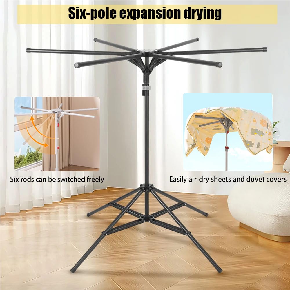 Etendoir Extensible,Séchoir à Linge Pliable à Quatre Pieds pour Intérieur, Séchoir Portable, Hauteur Réglable, Pliable, Barres De Séchage en Abs Et Acier Au Carbone, Facile à Installer