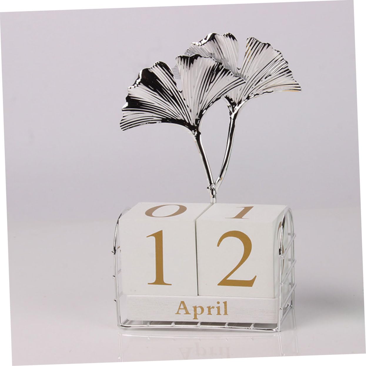 Tofficu 3St Ginkgo-Blatt-Tischkalender Stehender Blockkalender dekoration Schreibtischkalender bürodeko Wohnkultur Office-Desktop- aus Holzblöcken Eisen