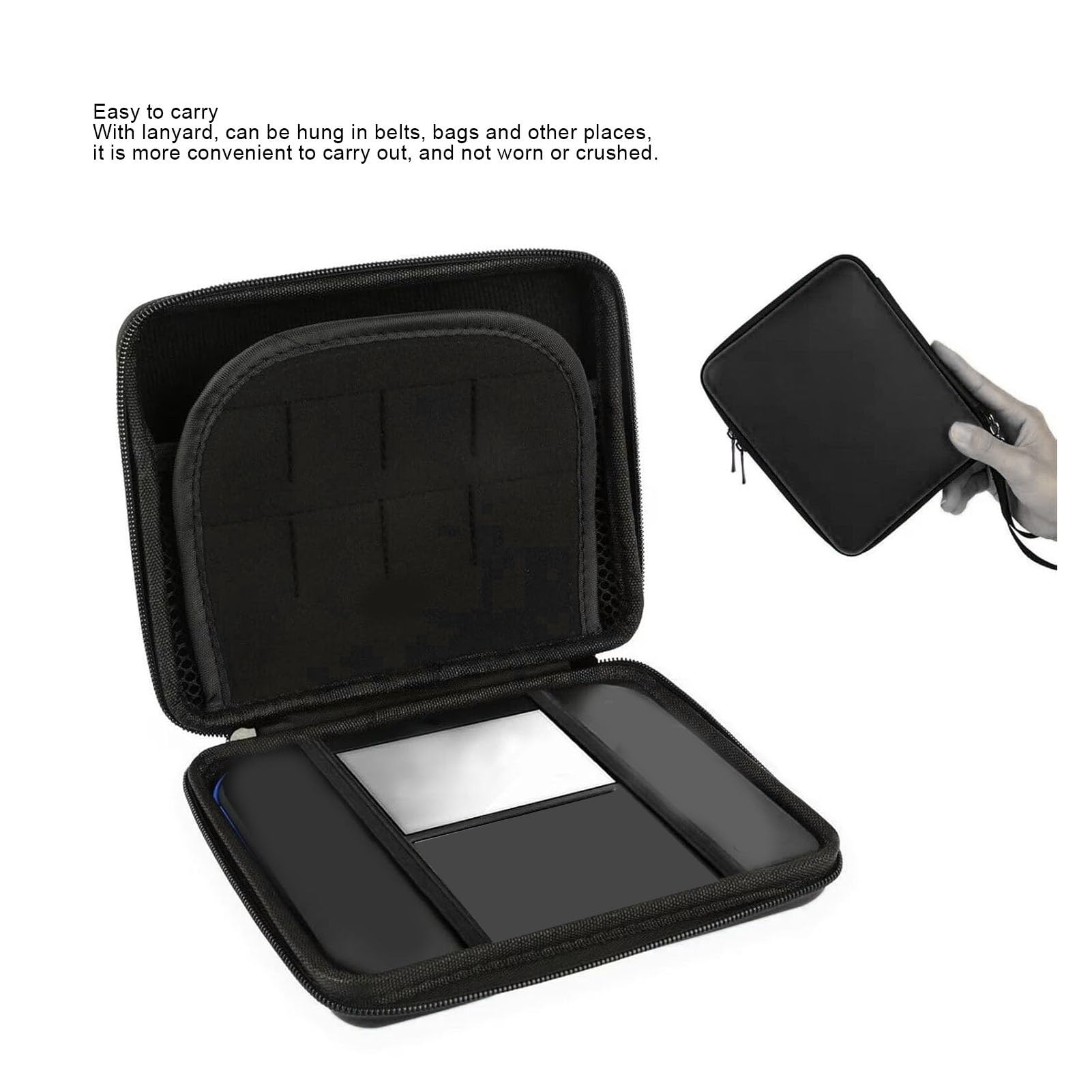 Custodia da Viaggio per Console per Carte da Gioco per Console 2DS e Altri Accessori, con 8 Supporti per Carte da Gioco (BLACK)