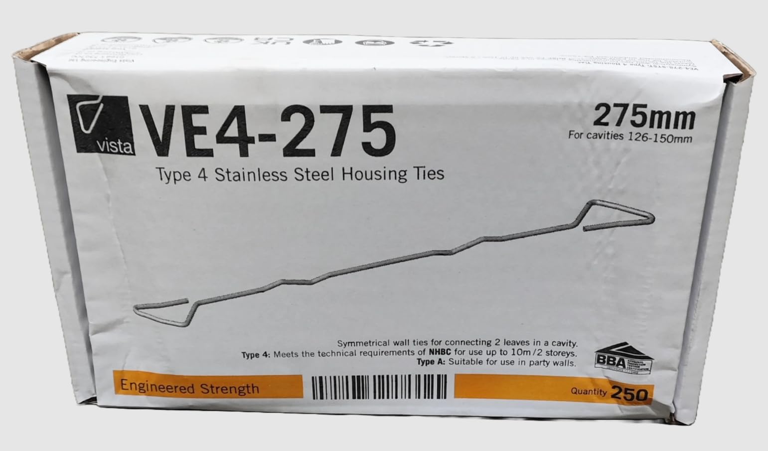 Vista Light Housing Wall Ties (Type 4) 275Mm - Pack Of 250