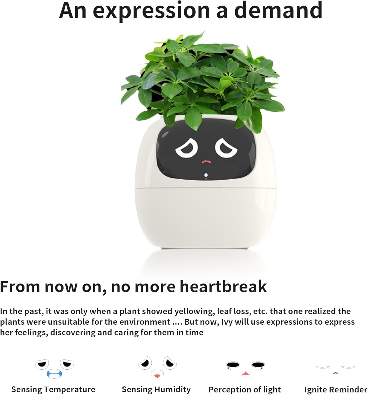 Plantagotchi™ Smart Plant Pot,Smart Flowerpots, Smart Pet Planter Robot Guidance on Plant Care with Emojis (Yellow)