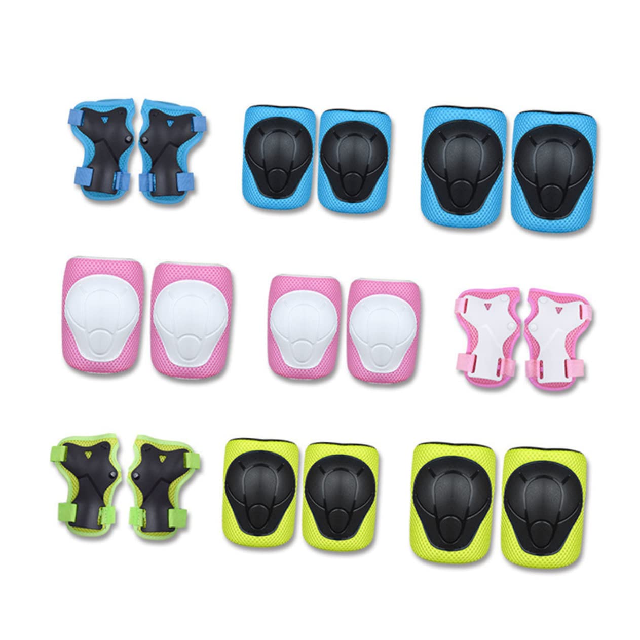 KICHOUSE Roller Skate Gear Set 6 Pack Protective Pads for Kids Wrist Knee Elbow Pads S/m 15-35kg