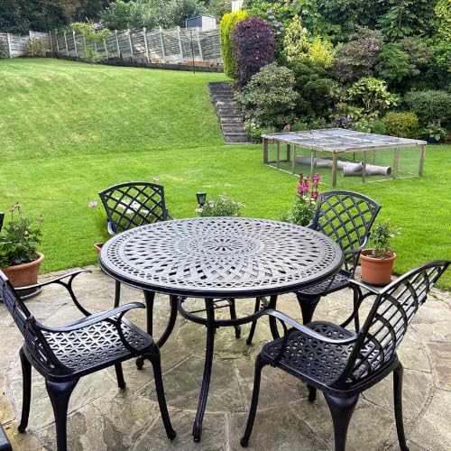 Susan Salon de Jardin: 120 cm Table Alice Ronde en Bronze A Lazy