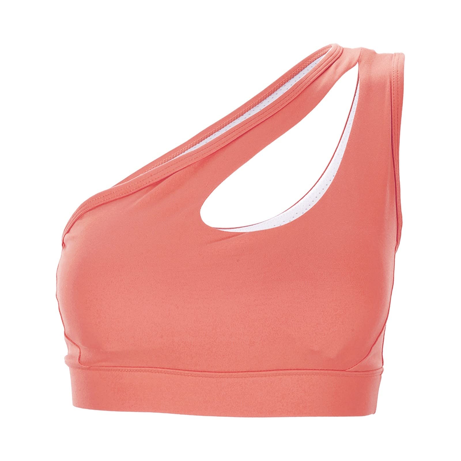 Camiseta corta para mujer talla grande con brasier integrado, chaleco vacío de un hombro, recogido a prueba de golpes para correr
