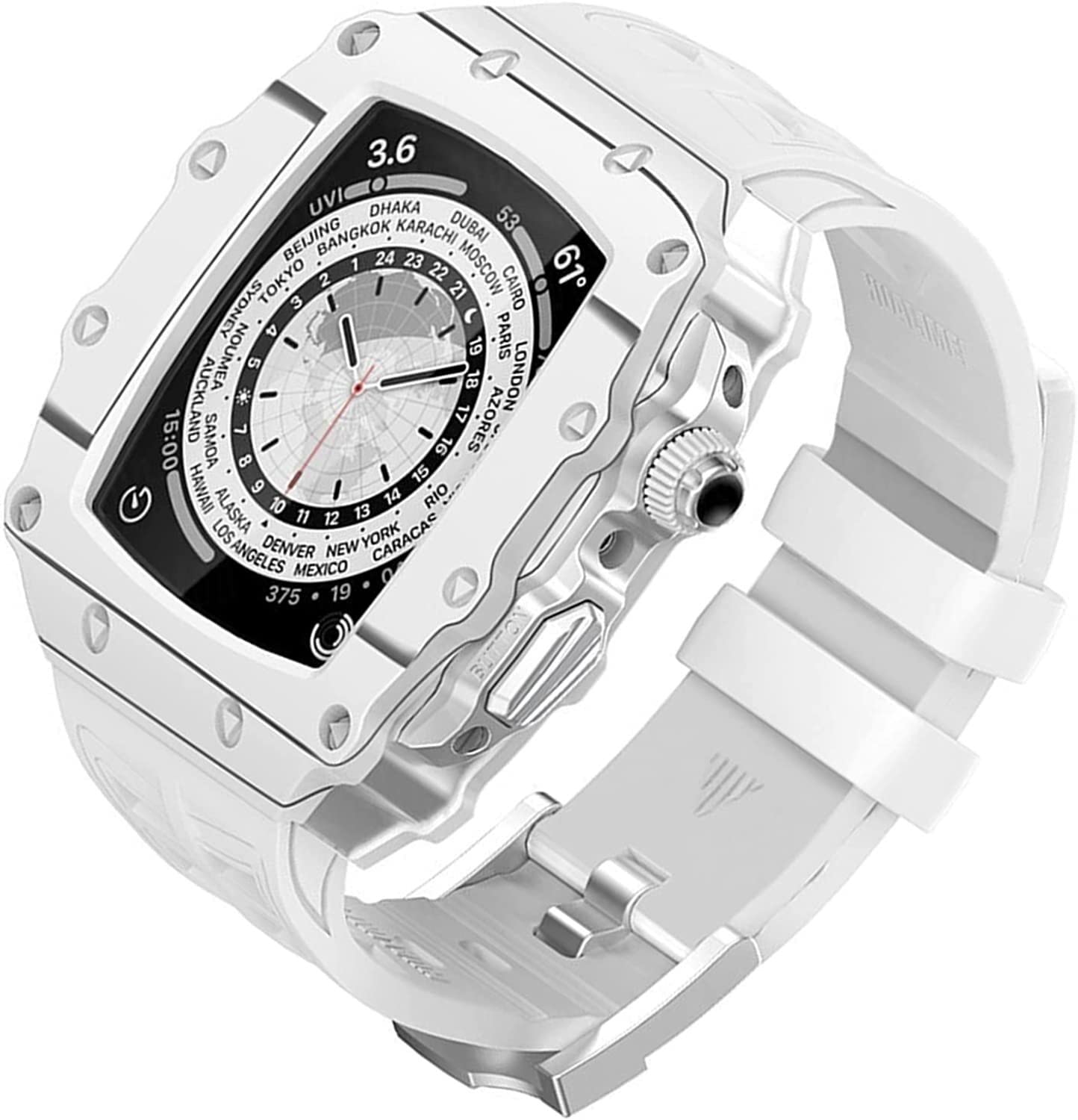 Cadre carbone Apple Watch avec bracelet caoutchouc fluor résistant - 8