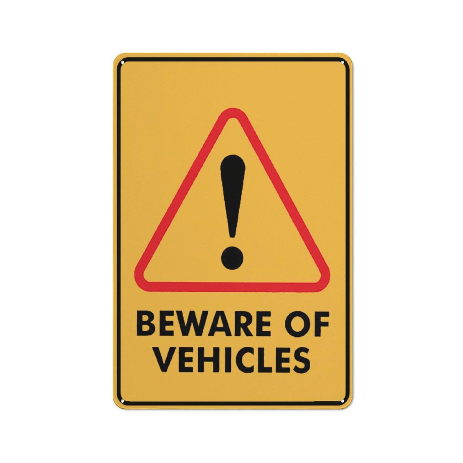 Beware Of Vehicles Funny Decor Sign for House, Door, Office & Business Yard - 12"x8" Rust-Free Metal Aluminum, Pre-Drilled Holes, Weatherproof
