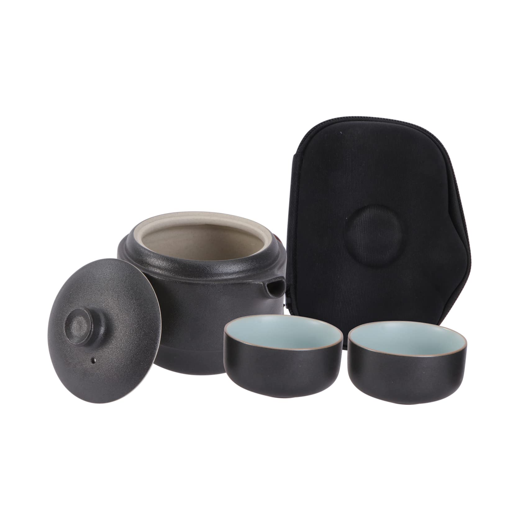 Przenośny ceramiczny zestaw do herbaty Kung Fu z odpornym na ciepło czajnikiem i filiżankami, uchwytem zapobiegającym oparzeniom, konstrukcja umożliwiająca podróżowanie i użytkowanie w domu, wysoki