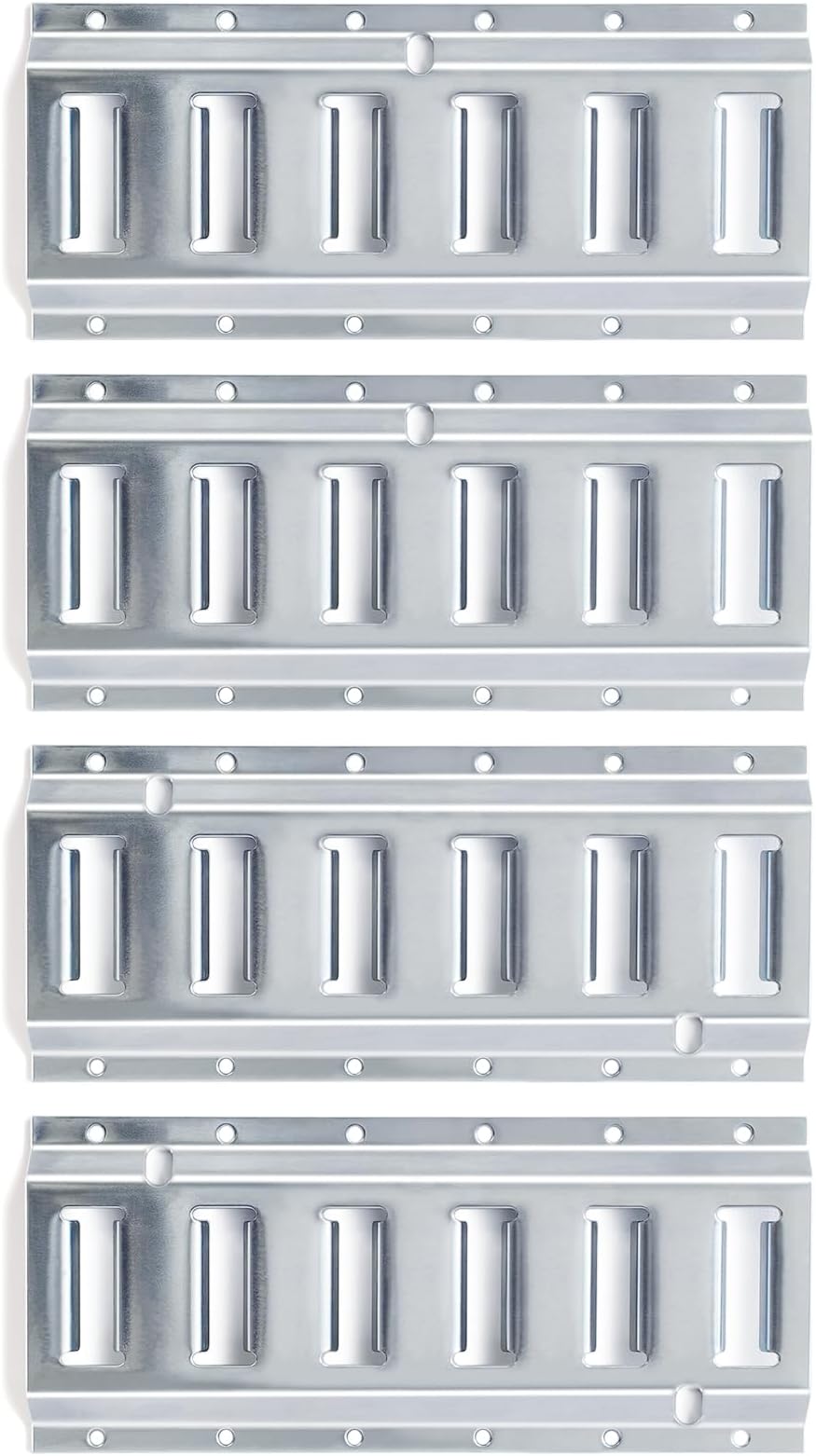4 Pack E-Track Rails, 1 Foot Length E Tracks, Silver Heavy Duty Steel E Track Tie Downs & Anchors for Cargo Securement in Trucks, Trailers, Vans, Flatbeds, Warehouses, Garages, Workshops