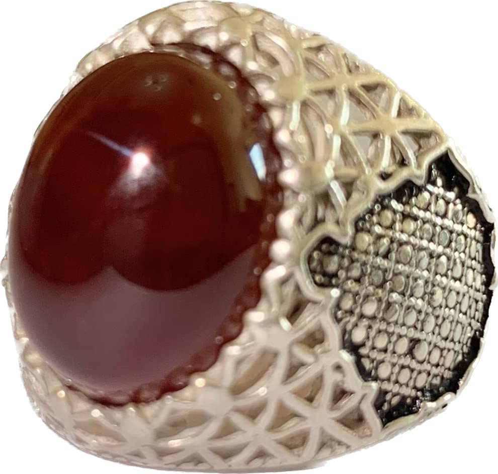 Homemade Yemeni Kabadi Aqeeq sterling silver for men