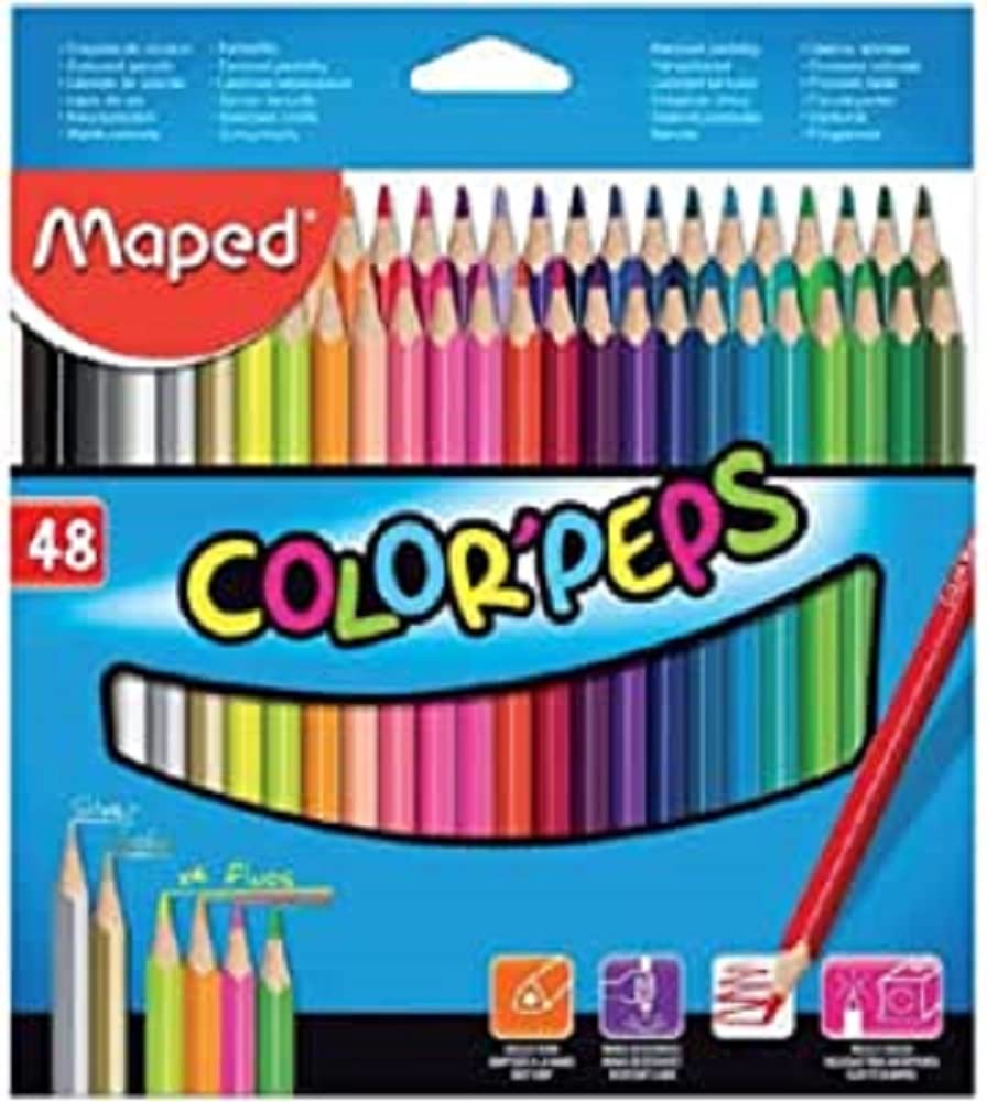Maped Color'Peps Triangular Colored Pencils, Assorted Colors, Pack of 48 (832048ZV)