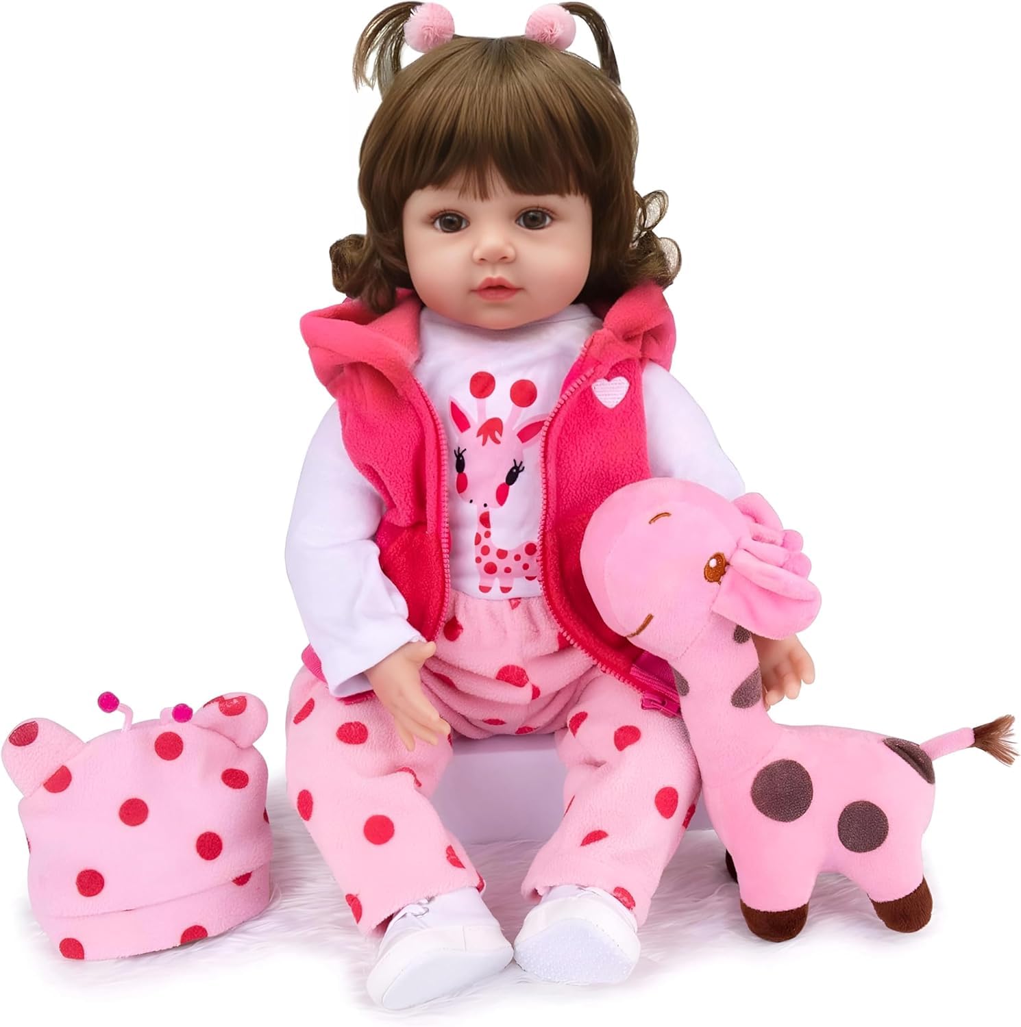 Pinky 45 cm lebensechte Reborn-Baby-Mädchen-Puppe, weiches Silikon, realistisch aussehende Babypuppe, niedliche Reborn-Puppe, Kleinkind, handgefertigt, Geburtstags- und Weihnachtsgeschenk