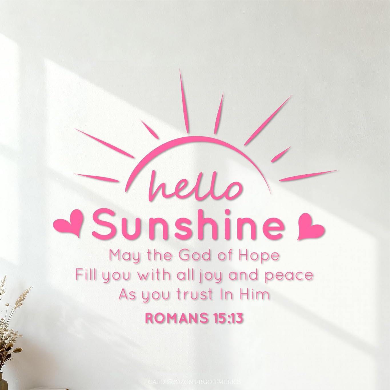 Vinyl Art Sticker Bible Verse Christian Faith 68x76.1cm Glass Stickers Pink