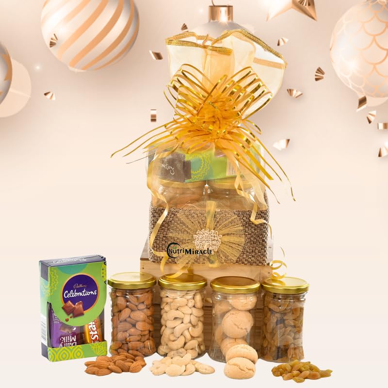 Image of NUTRI MIRACLE New Year Dry Fruits Gift Hamper | Thanksgiving Gift Hamper for Colleagues