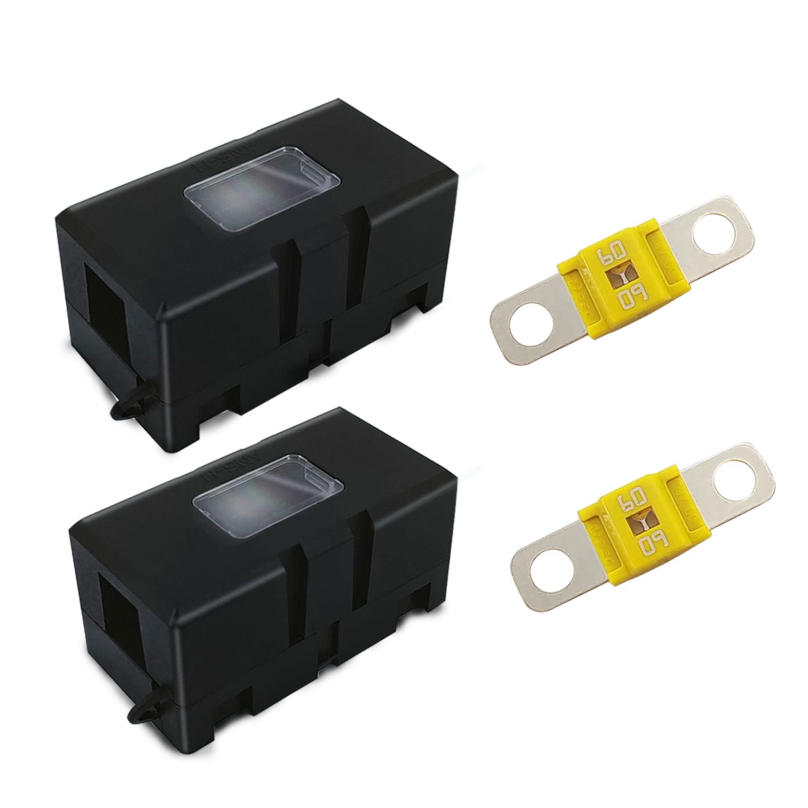SIGANDG Porte-Fusible Auto 50A - Avec 2 Fusibles Midi Boulonnés - Pour Voiture, Camion, Véhicule