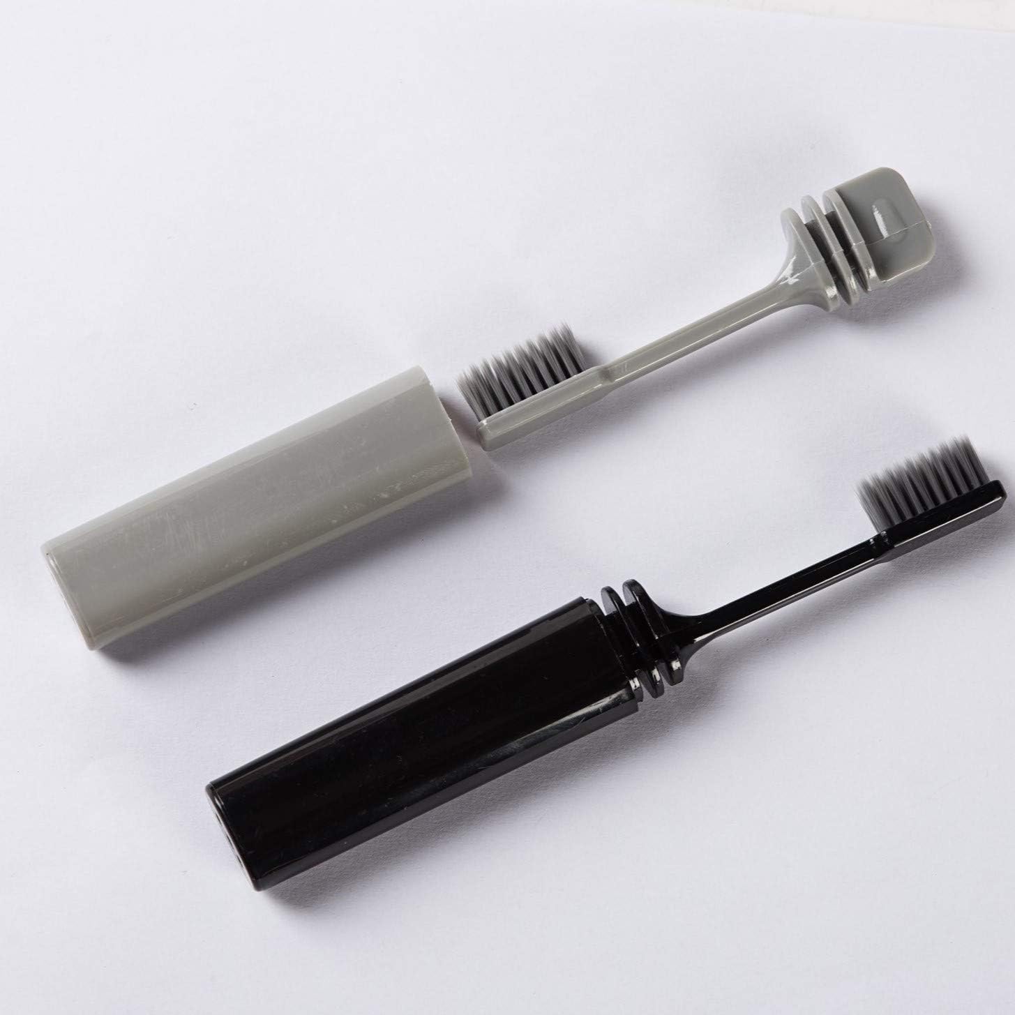 Travel Folding Toothbrush – 2 Pack (Black & Grey) | Soft Bristles | Compact & Foldable Toothbrush for Travel, Office, Camping & Daily Use