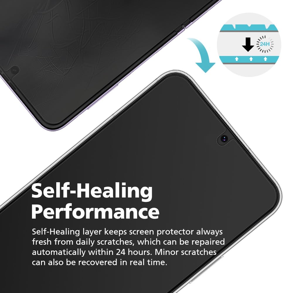 [3+3] Protector de pantalla mate con bloqueo de luz azul para Samsung Galaxy Z Fold 3, paquete de 3 en el interior + 3 paquetes frontales, película híbrida EPU+TPU, antirreflejos, antihuellas