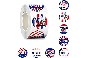 500 Premium Vote Stickers for Election Day or Political Campaigns (1.5" - 8 Styles)