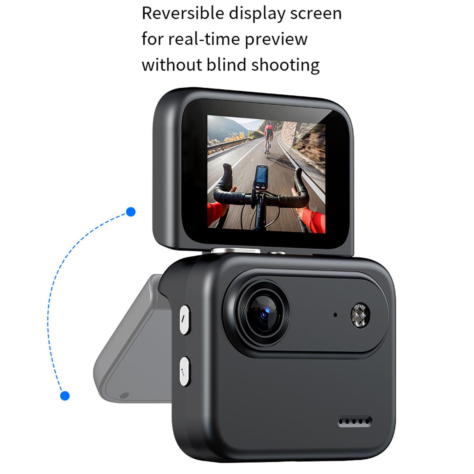 Caméra de poche 4K UHD 143° à objectif grand angle avec batterie longue pour VTT et course à pied étanche Vlog