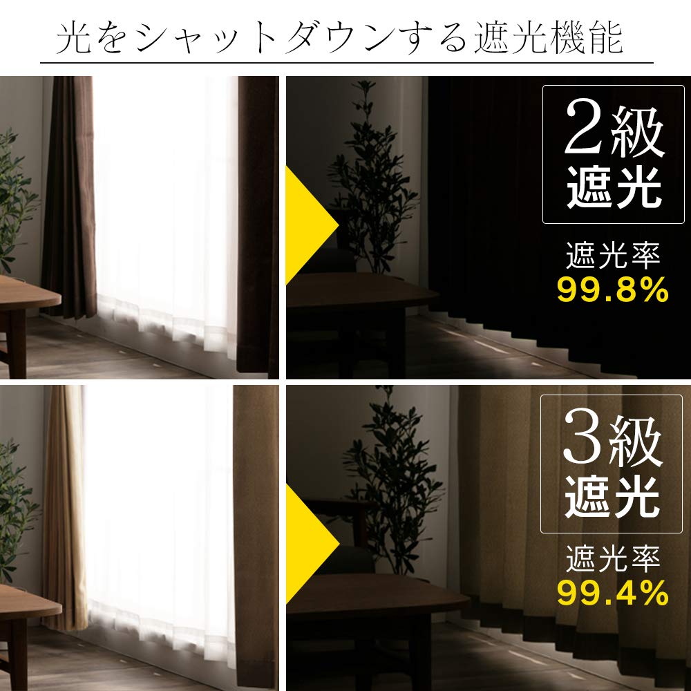 Amazon｜アイリスプラザ 遮光カーテン 4枚セット 形態記憶加工 幅100cm