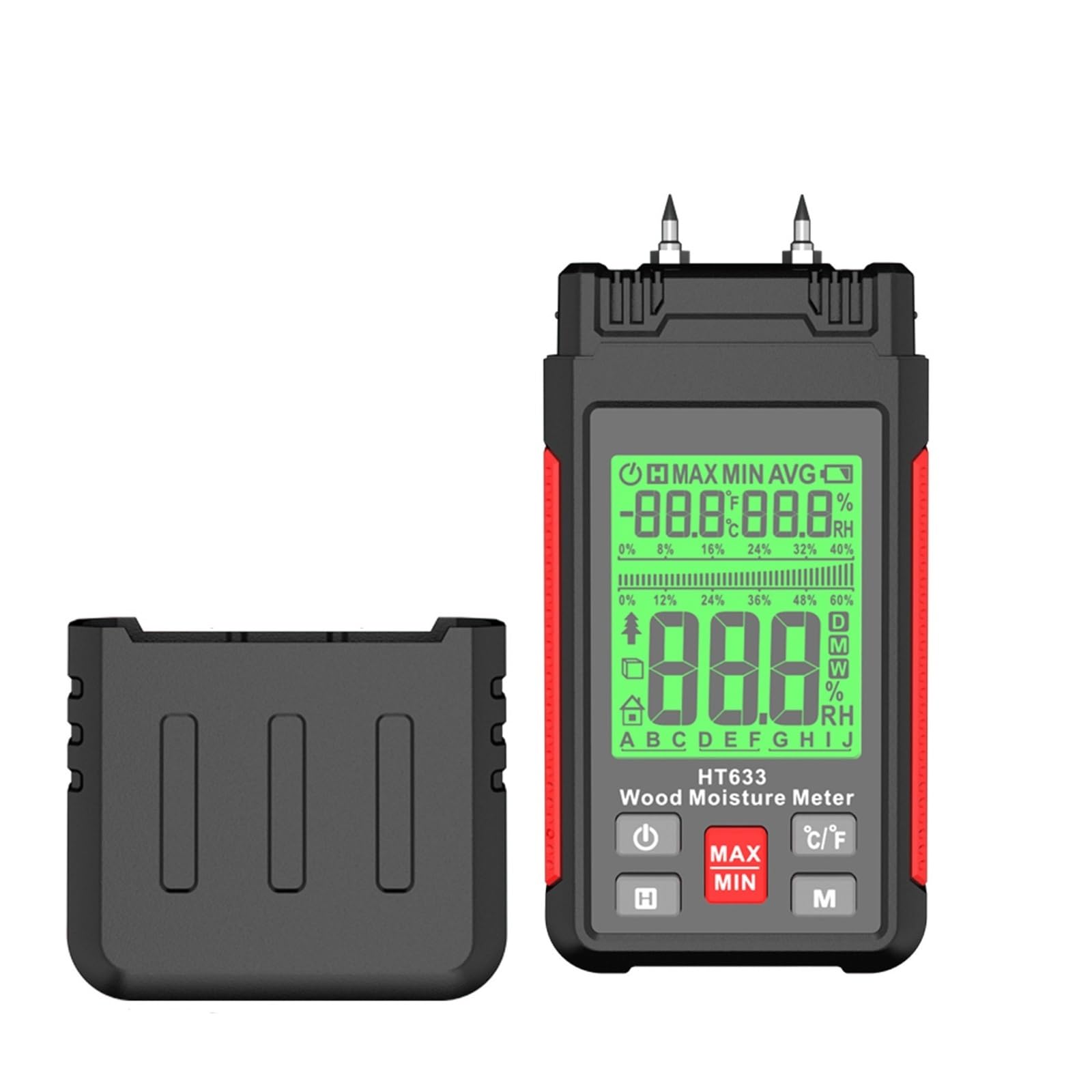 Mnmioio One Color Digital Moisture Tester, Digital Wood Moisture Meter Humidity Tester Hygrometer Timber Damp Detector Lcd Display Cement Brick