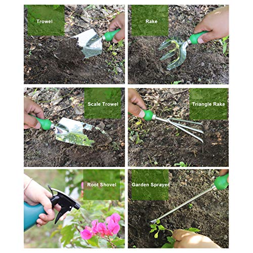 lifcasual Conjunto de ferramentas de jardim de 11 peças com sacola de jardinagem Kit de ferramentas
