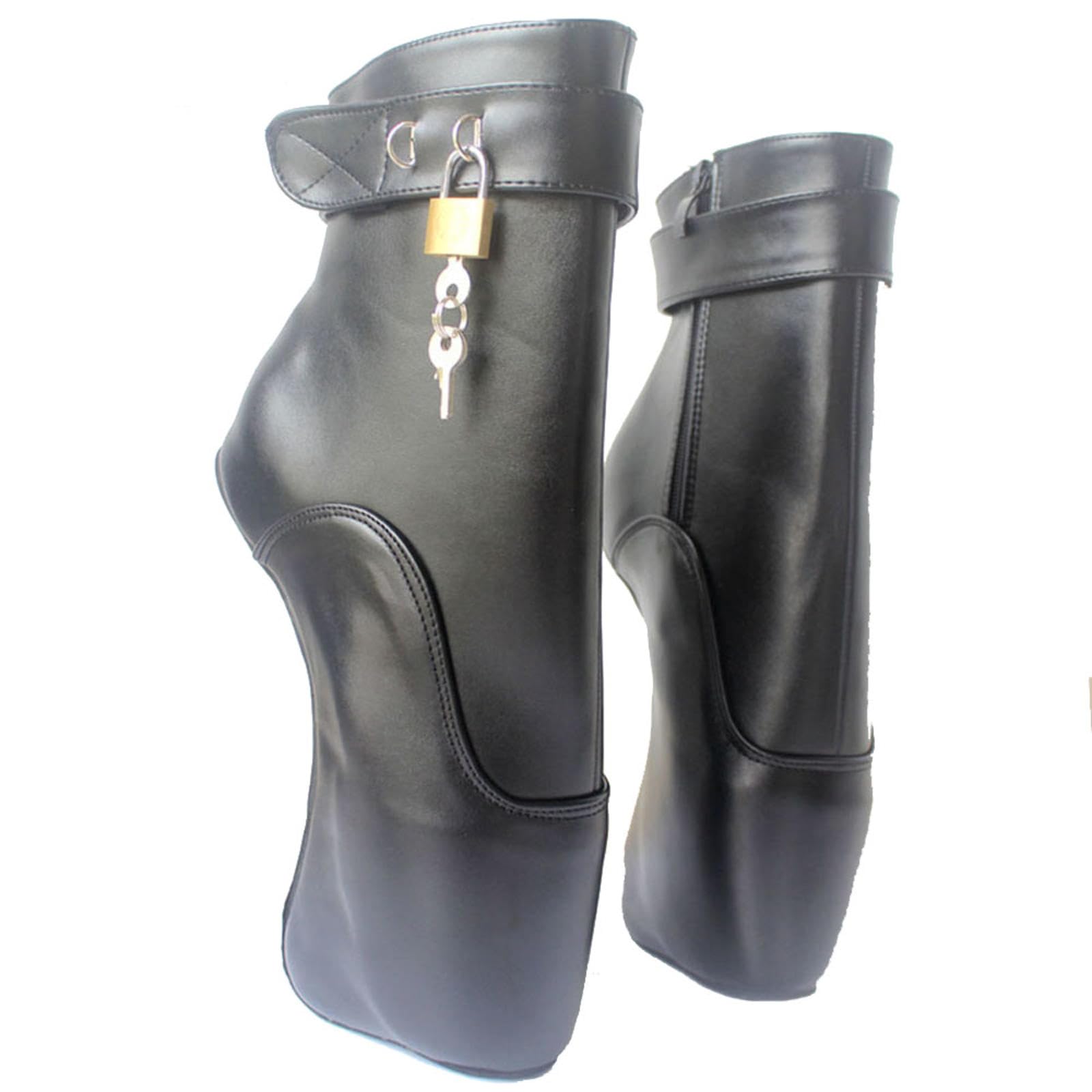 High Heels 18 cm Ballettstiefel Heelless Knöchelstiefel,Black-36