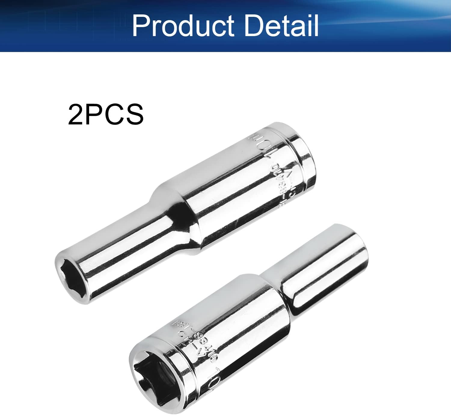 Auniwaig 1/2 Inch Drive x 10 mm Deep 6-Point Impact Socket, Metric, Cr-V, Mechanic Fractional Socket 2pcs