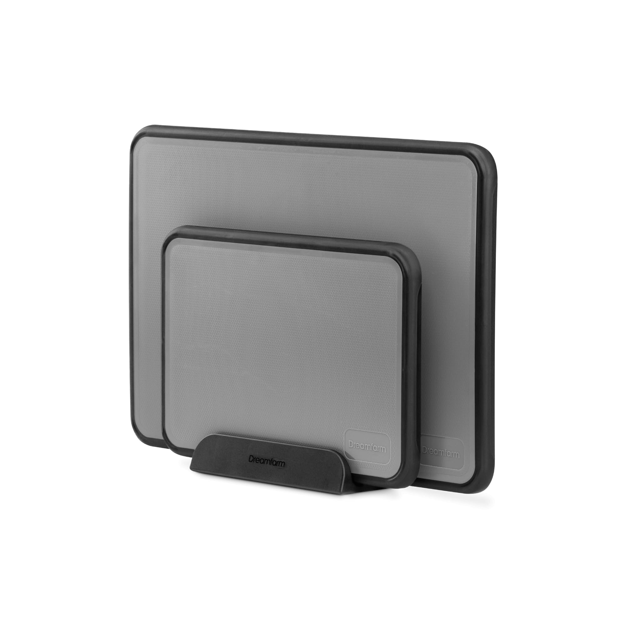 Dreamfarm Set de Fledge | Dos tablas de corte de doble cara con patas de goma antideslizantes y ranuras de jugo | gris y bambú (gris)