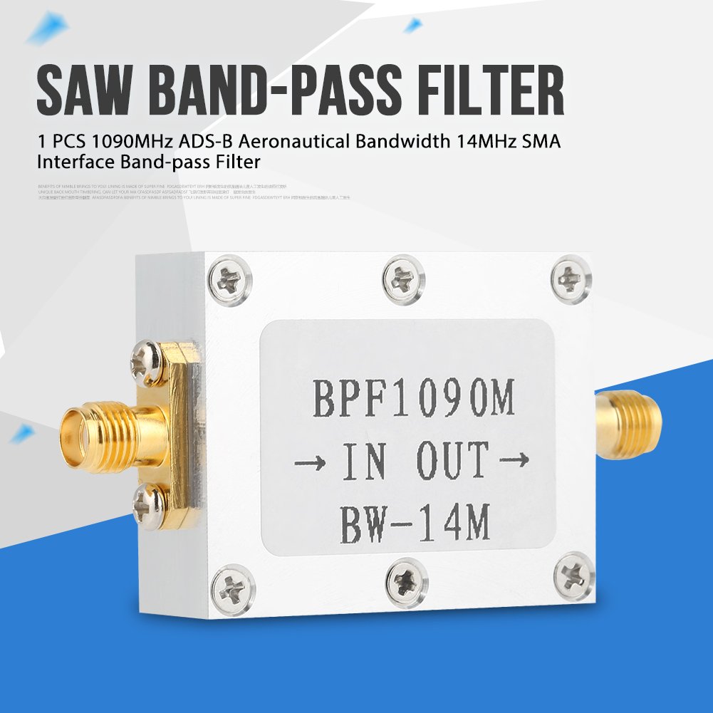 1090 MHz Bandpass-SMA-Filter, 1 Stück 1090 MHz ADS-B Luftfahrt-Bandbreite 14 MHz SMA-Schnittstellen-Bandpassfilter.