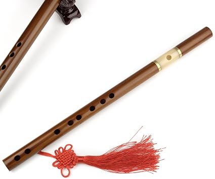 SUTILA Chinese Traditional Musical Instrument Bamboo Flute Single Slub Imitation Jade Mouthpiece Flute Undiaphragm Bamboo Flute Antique Circular Play Flute for Beginners Zero Base Key G