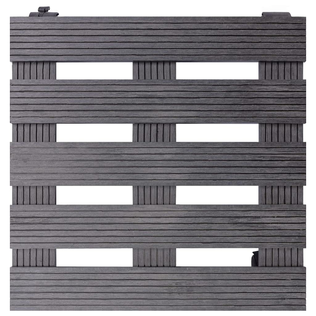 Wałek do roślin, zestaw 4 sztuk, szary, 30 x 30 x 7,5 cm, WPC odporny na warunki atmosferyczne, trwały, z obracanymi o 360° kółkami i hamulcami, na balkon, taras, do ogrodu, wewnątrz i na